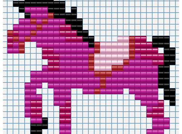 Baby fuschia colored horse free iron beads pattern Playbox