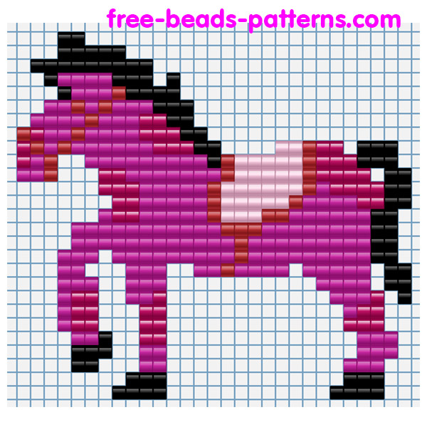 Baby fuschia colored horse free iron beads pattern Playbox