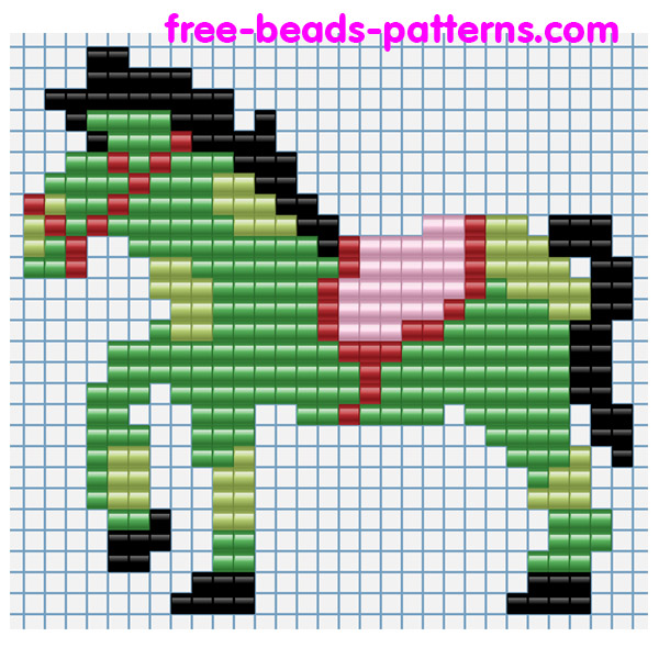 Baby green colored horse free iron beads pattern Playbox
