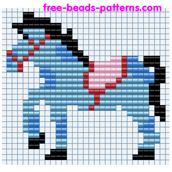 Baby light blue colored horse free iron beads pattern Playbox