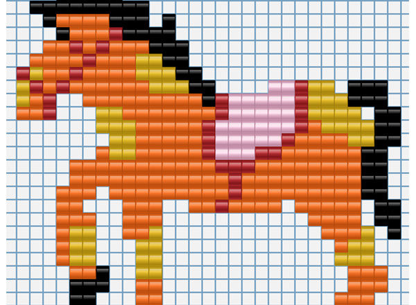 Baby orange colored horse free iron beads pattern Playbox