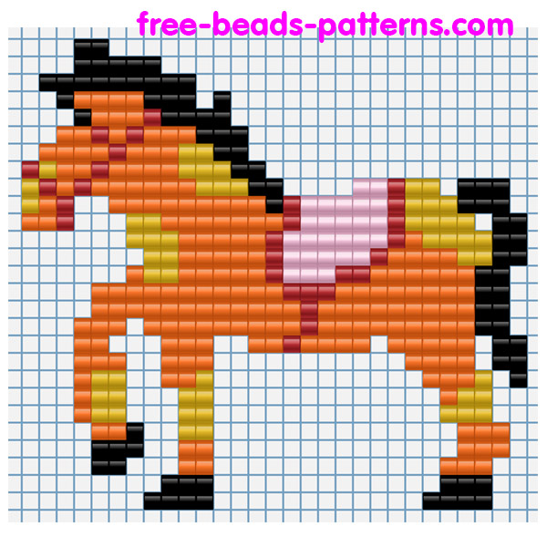 Baby orange colored horse free iron beads pattern Playbox