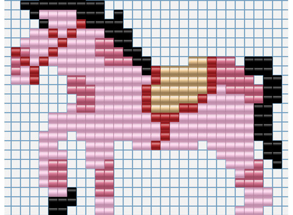 Baby pink colored horse free iron beads pattern Playbox