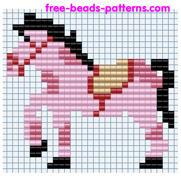 Baby pink colored horse free iron beads pattern Playbox