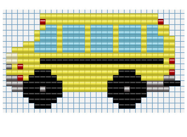 Baby toy School bus free fusion beads Pyssla Hama Beads pattern design for children