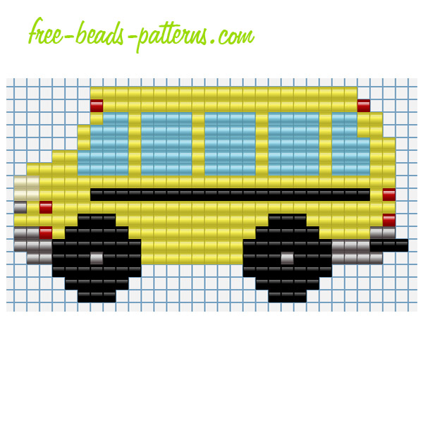 Baby toy School bus free fusion beads Pyssla Hama Beads pattern design for children