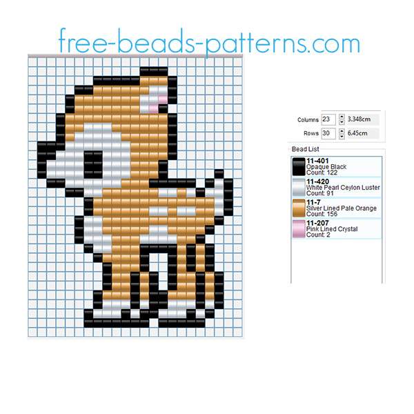 Baby white tailed deer free Hama Beads Pyssla perler beads pattern for children