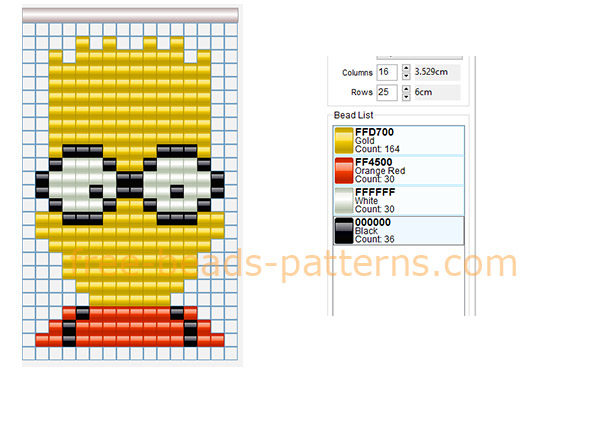 Bart Simpson cartoons funny face free Hama Beads perler beads pixel art design 14 x 23 4 colors