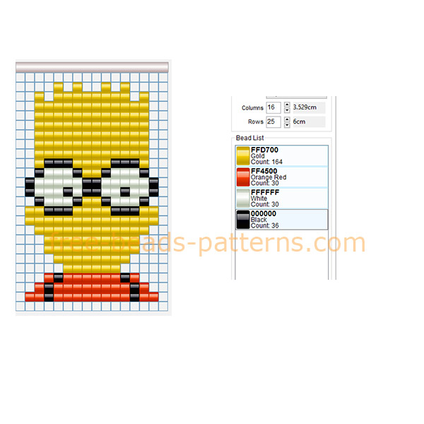 Bart Simpson cartoons funny face free Hama Beads perler beads pixel art design 14 x 23 4 colors