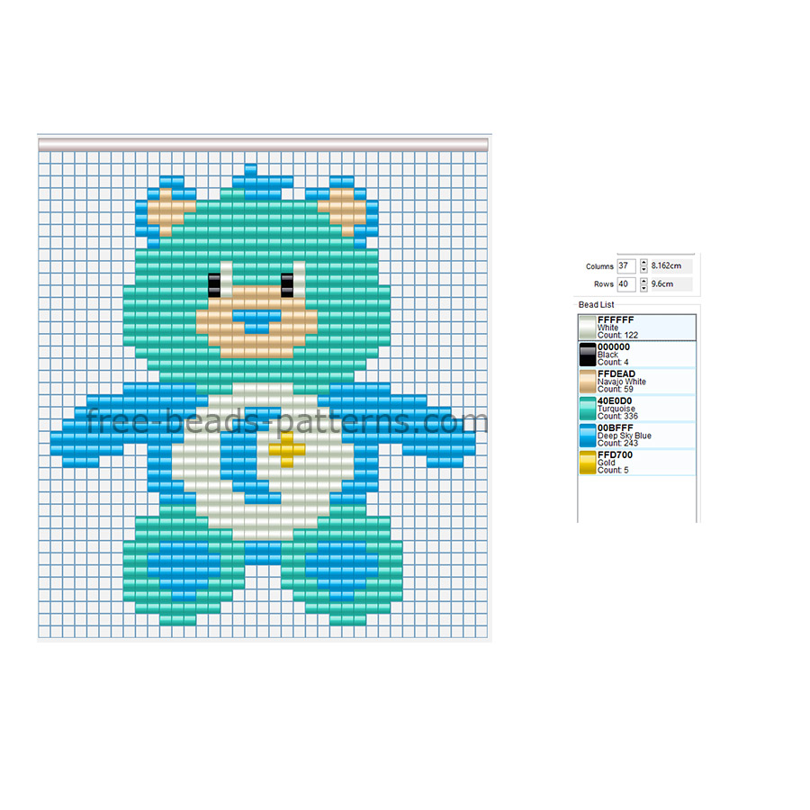 Bedtime Bear Care Bears simple free fuse beads design for children