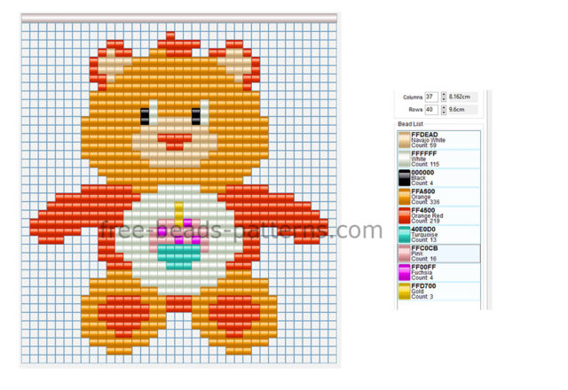 Birthday Bear Care Bears simple Hama Beads fuse beads designs for children