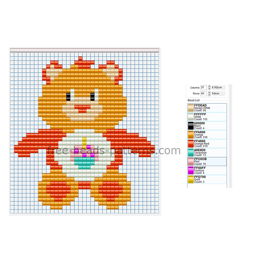 Birthday Bear Care Bears simple Hama Beads fuse beads designs for children