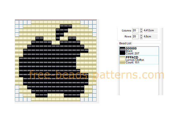 Black Apple logo free Hama Beads Pyssla perler beads pattern 20 x 20 2 colors