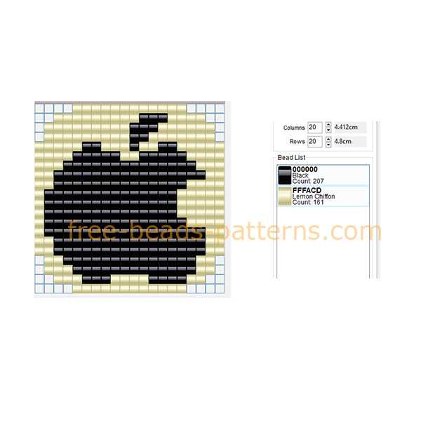 Black Apple logo free Hama Beads Pyssla perler beads pattern 20 x 20 2 colors