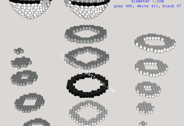 Black and white Pokemon Pokeball 3D perler beads pattern tutorial