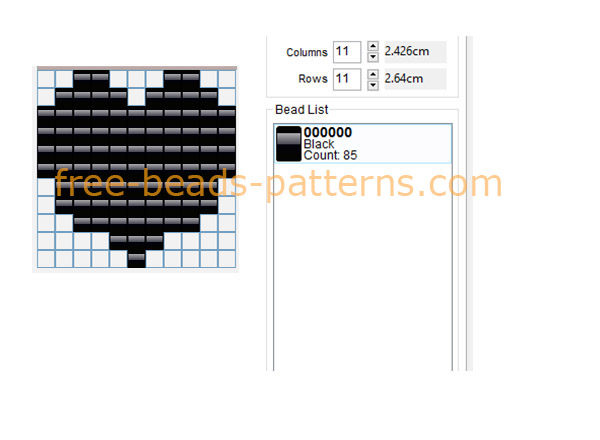 Black heart 11 x 11 free perler beads pattern sprite beads pattern Hama Beads