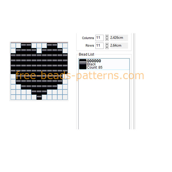 Black heart 11 x 11 free perler beads pattern sprite beads pattern Hama Beads