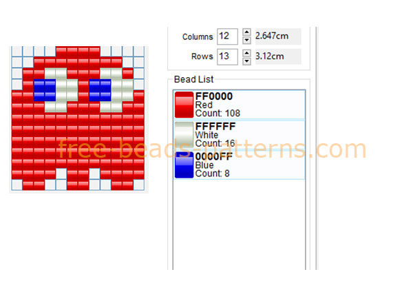 Blinky Pacman red enemy ghost free perler beads fuse beads pattern