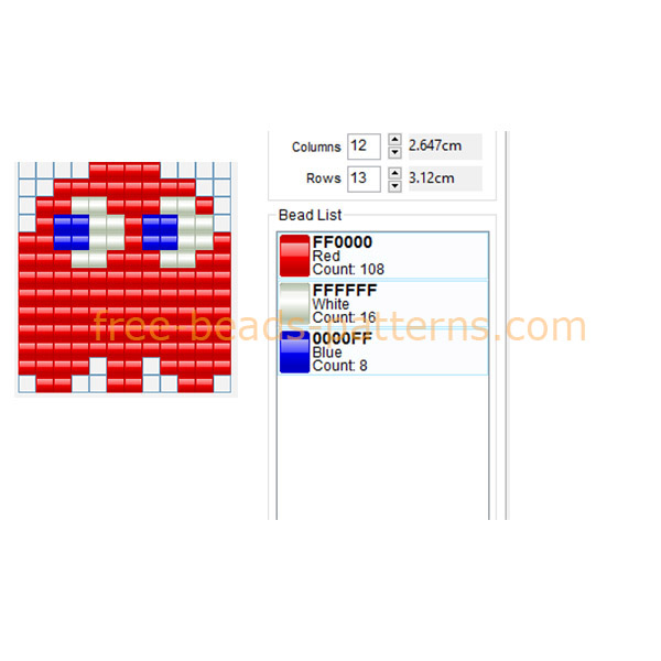 Blinky Pacman red enemy ghost free perler beads fuse beads pattern