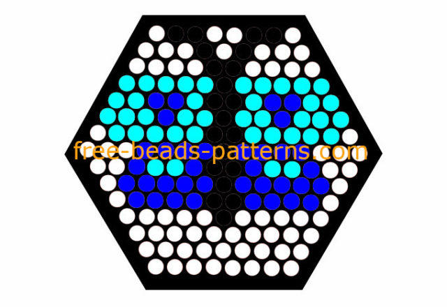 Blue and light blue butterfly hexagon Pyssla fuse beads pattern