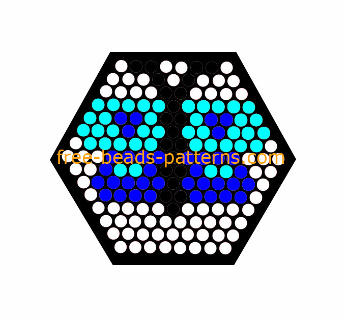 Blue and light blue butterfly hexagon Pyssla fuse beads pattern
