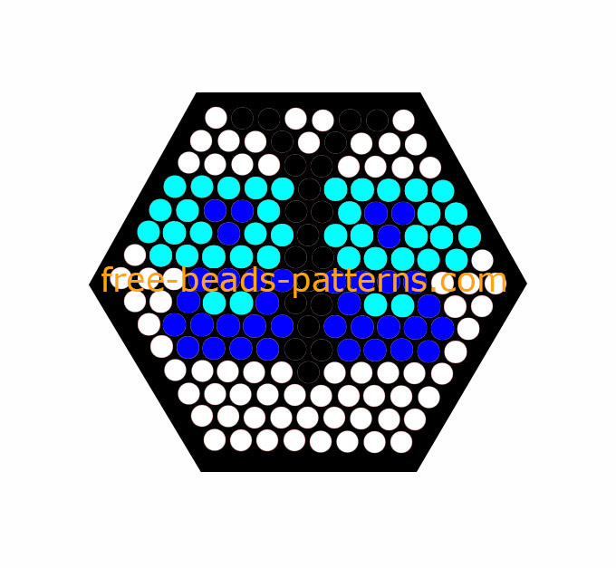 Blue and light blue butterfly hexagon Pyssla fuse beads pattern