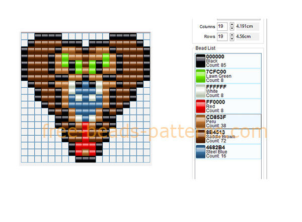 Brown colored Cobra snake head free Hama Beads Pyssla perler beads pattern