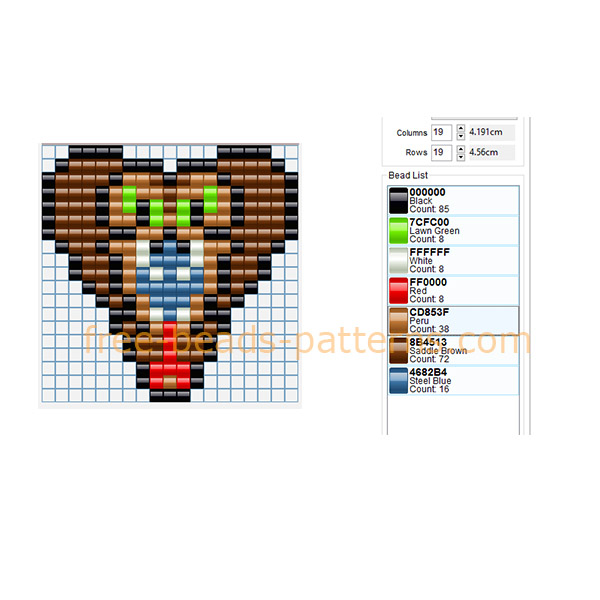 Brown colored Cobra snake head free Hama Beads Pyssla perler beads pattern