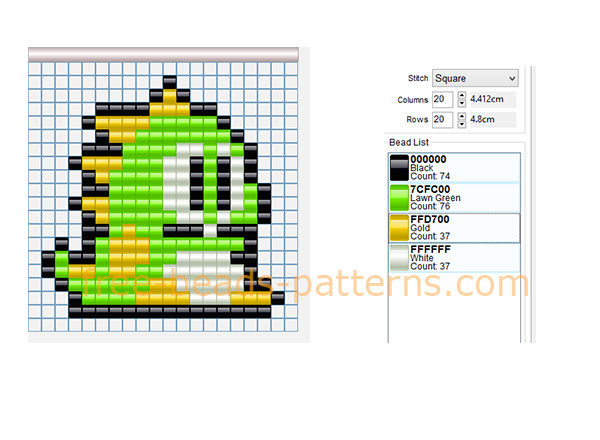 Bubble Bobble green dragon Hama Beads pony beads pattern design download