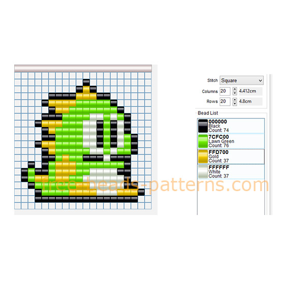 Bubble Bobble green dragon Hama Beads pony beads pattern design download