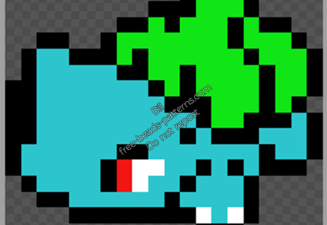 Bulbasaur free Pokemon perler beads hama beads pattern 20 x 16