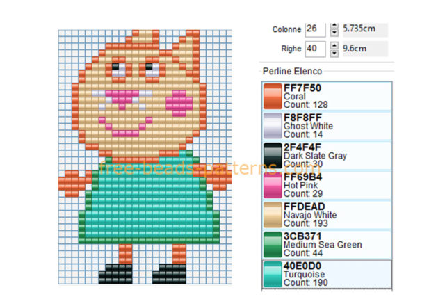 Candy Cat Peppa Pig’ s friend free perler beads pattern made with Bead Tool