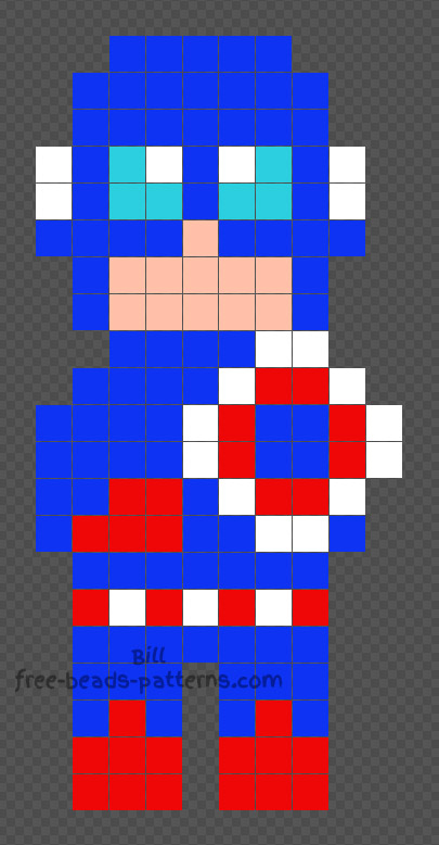 Captain America Hama Beads 10x21