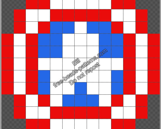 Captain America logo free Perler iron beads pattern 13x13