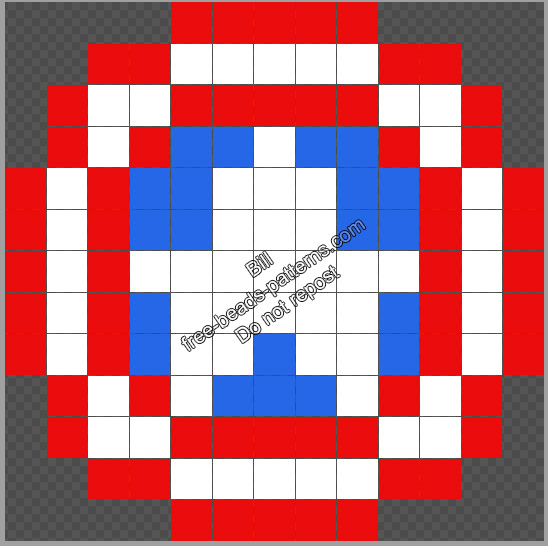 Captain America logo free Perler iron beads pattern 13x13