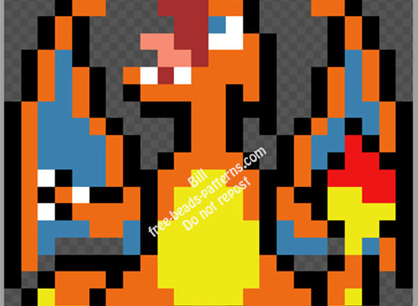 Charizard free hama beads perler beads nabbi beads pattern 24x24