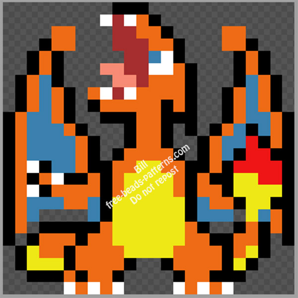 Charizard free hama beads perler beads nabbi beads pattern 24x24