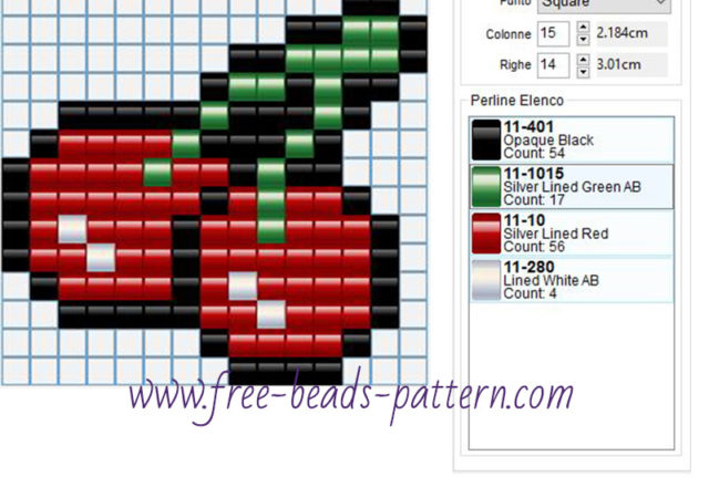 Cherries free hama beads pattern 4 colors