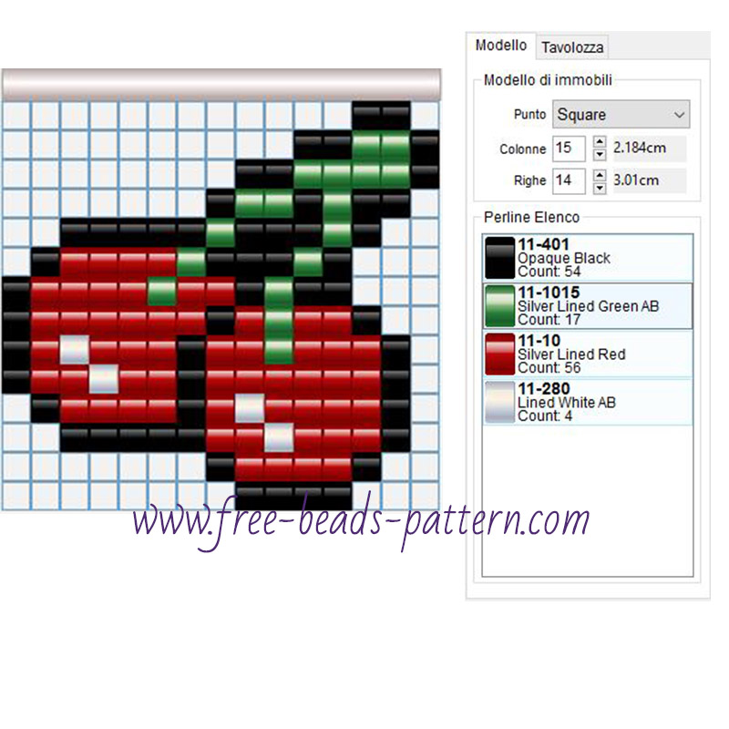 Cherries free hama beads pattern 4 colors