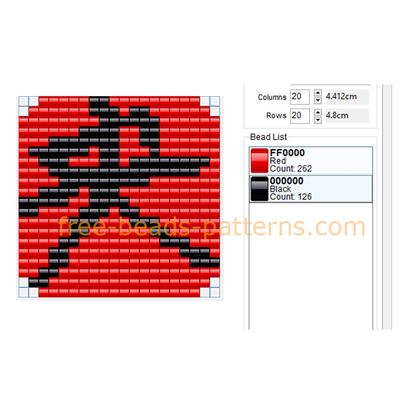 Chinese letter logo keychain free perler beads pattern Hama Beads 20 x 20 2 colors