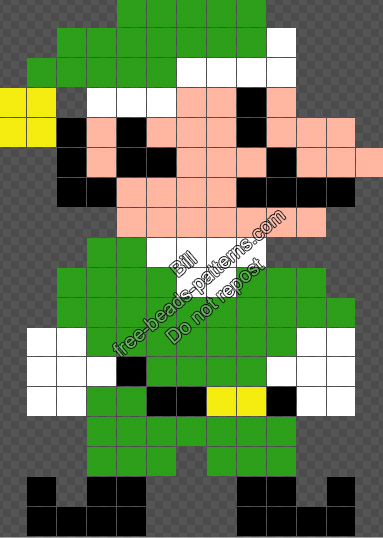 Christmas Elf Luigi free Hama Beads Perler Artkal pattern 13x18