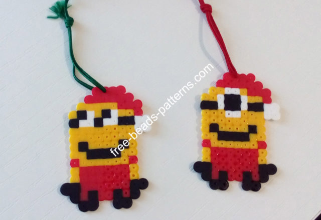 Christmas Minions made with Hama Beads Perler Artkal