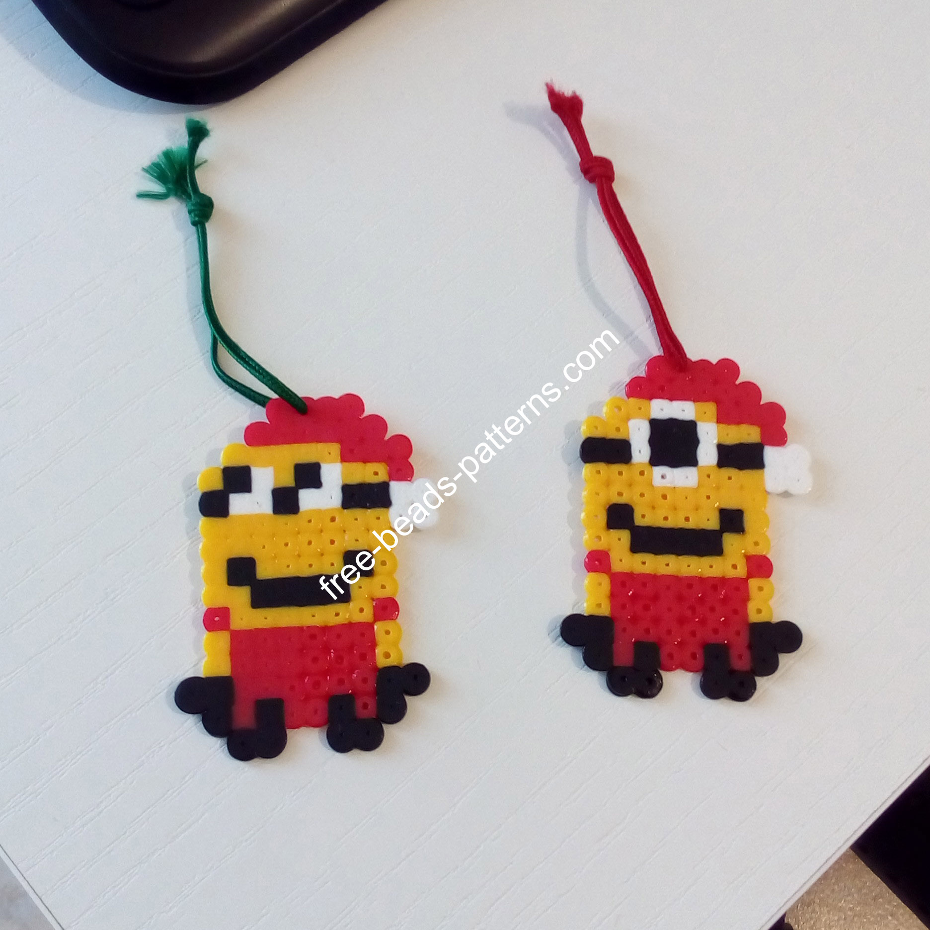 Christmas Minions made with Hama Beads Perler Artkal