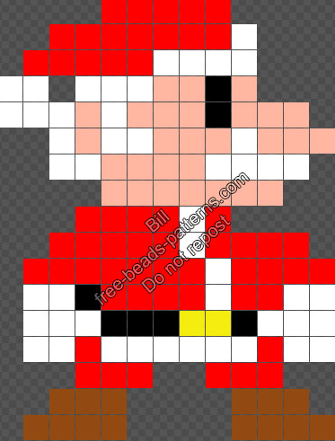 Christmas Santa Claus Super Mario Bros free Hama Beads Perler Nabbi pattern 13x17