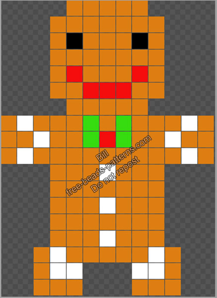 Christmas gingerbread man hama beads perler artkal free pattern 13x18 (1)