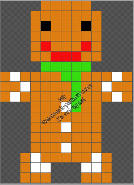 Christmas gingerbread man hama beads perler artkal free pattern 13x18 (2)