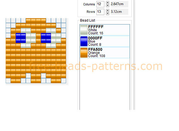 Clyde Pacman videogame orange enemy ghost free perler beads Hama Beads pattern download