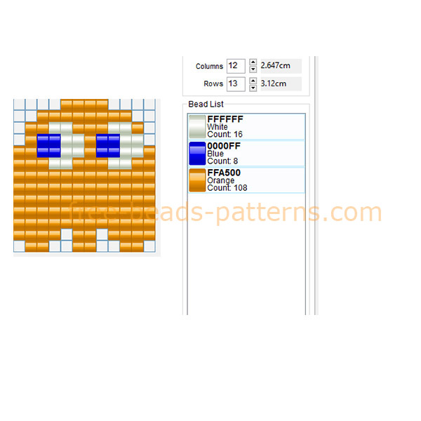 Clyde Pacman videogame orange enemy ghost free perler beads Hama Beads pattern download