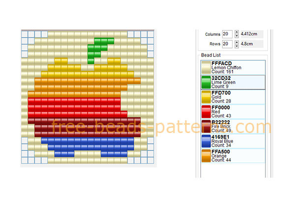 Colored Apple logo free Hama Beads Pyssla fuse beads pattern