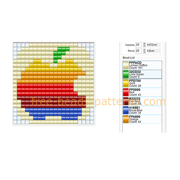 Colored Apple logo free Hama Beads Pyssla fuse beads pattern